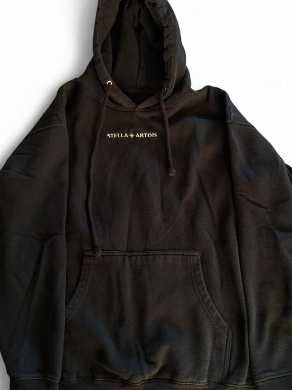 Stella Artois Black Hoodie Sweatshirt Embroidered Logo Pullover Men's Size M